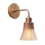 Opviq Aplique de Pared N-130, Lámpara de Cobre Moderna, Cuerpo Metálico, Base Madera, Diámetro 13cm, Alto 28cm